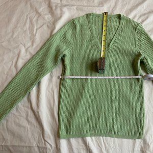 Women's Cotton Knit Stretch V-Neck Sweater (Size: Small)